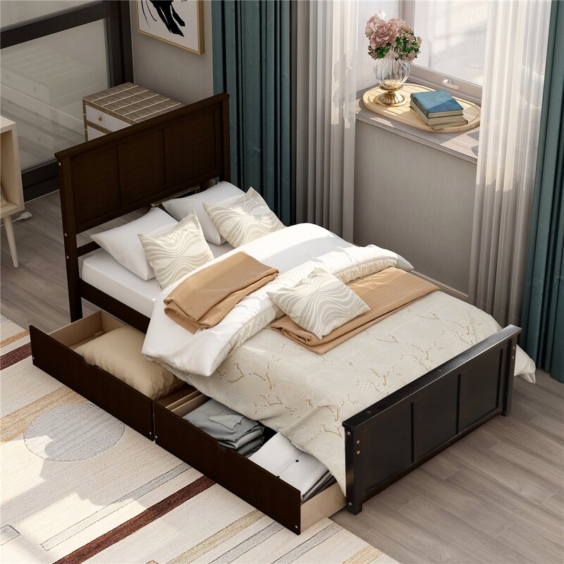 Red Barrel Studio® Twin Size Bed Frame(Grey) | Wayfair.ca